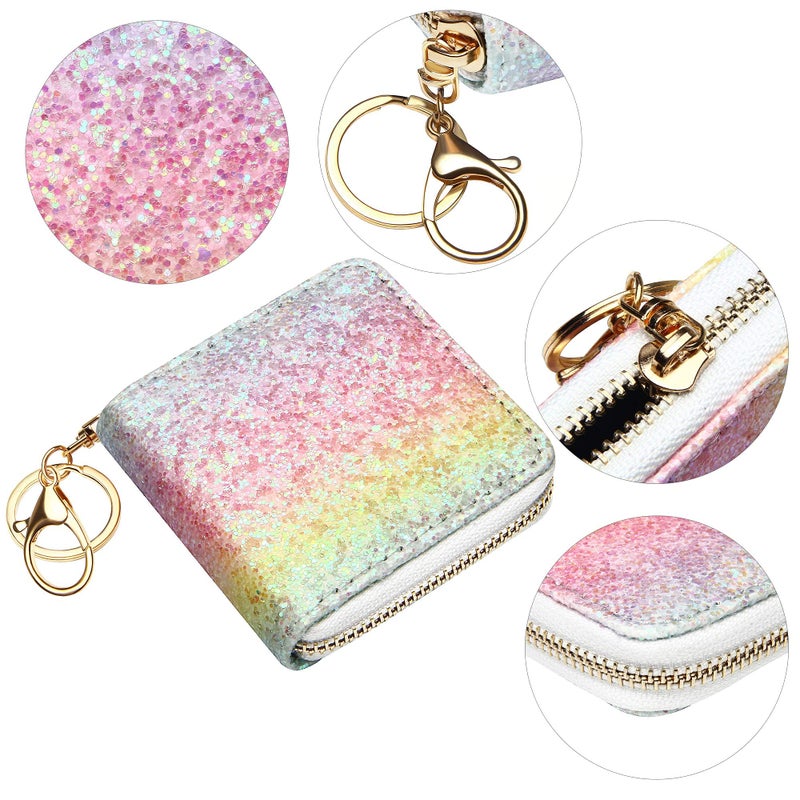 GEEAD Small Glitter Wallet for Women Girls Mini Coin Purse Pouches with Key Ring for Christmas (Colourful - B) - Image 5